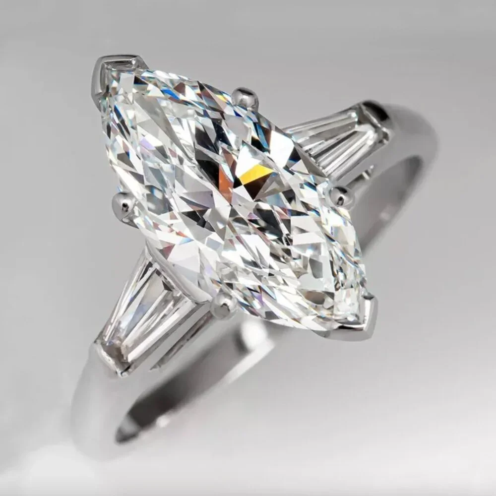 NEW 14K White Gold Marquise Cut Diamond Ring - Picture 5 of 7